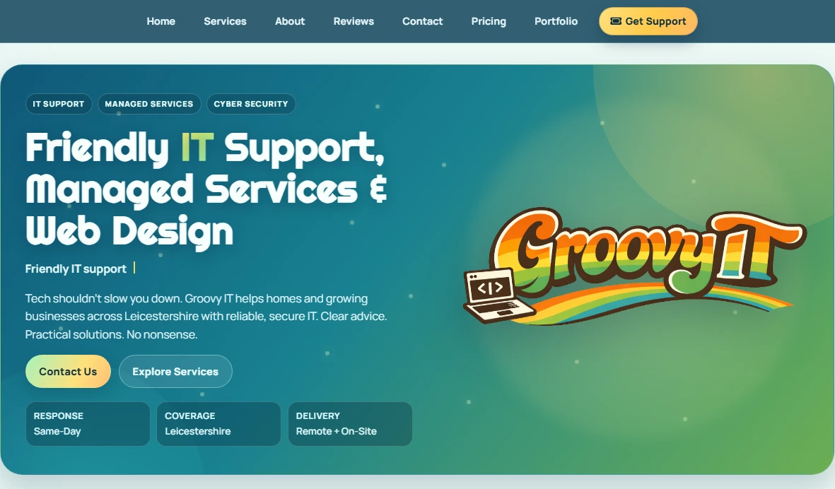 Homepage preview card for recent website project one